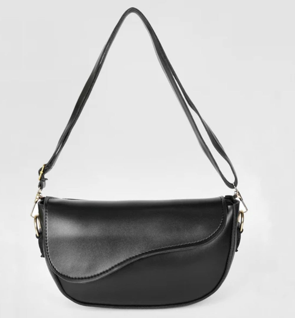 Black handbag with a strap 