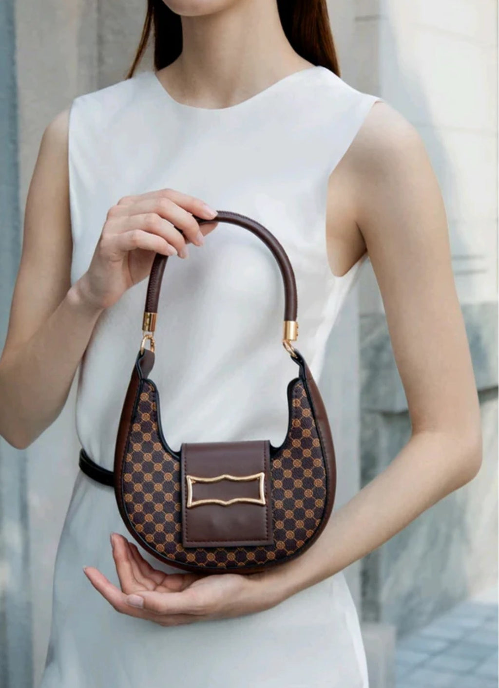  brown and gold handbag 
