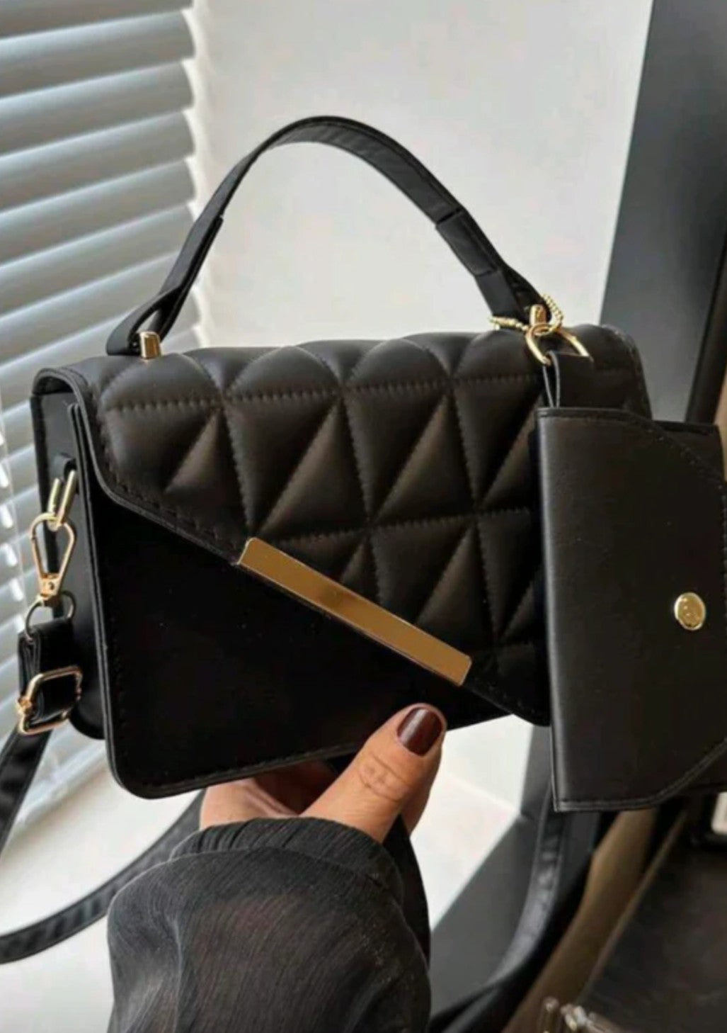 2pcs/set Minimalistic Solid Rhombus Embossed 2026 New Shoulder Crossbody