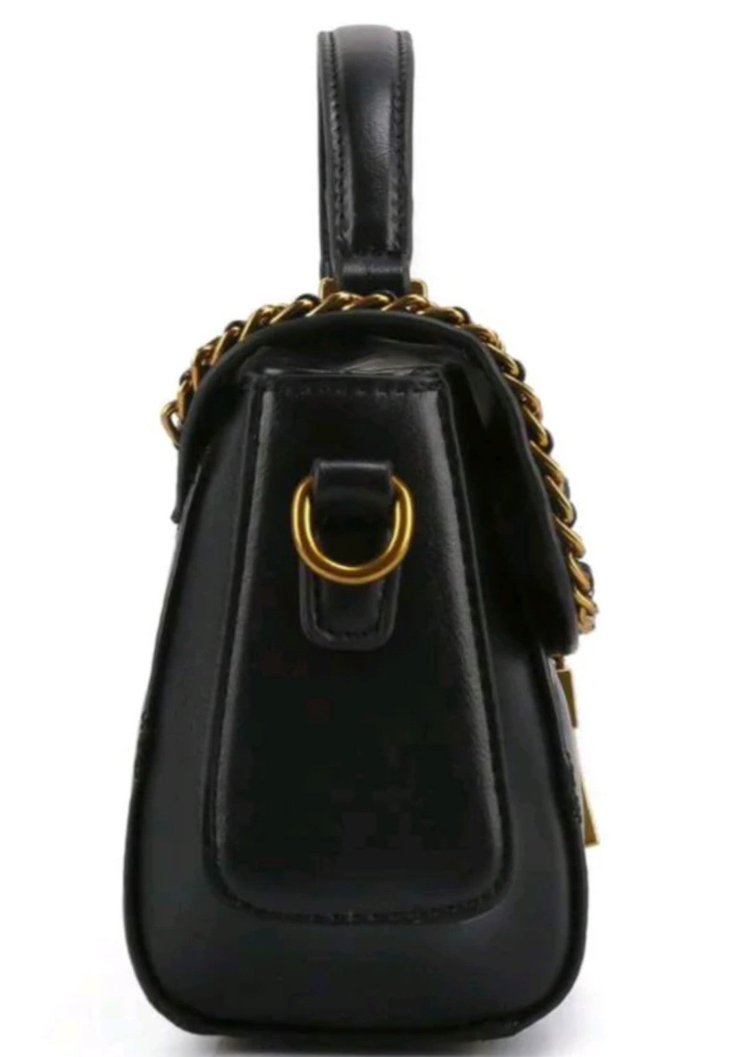 Louie Samani Leather Ladies Shoulder Bag. Black with gold trim. Brand New.