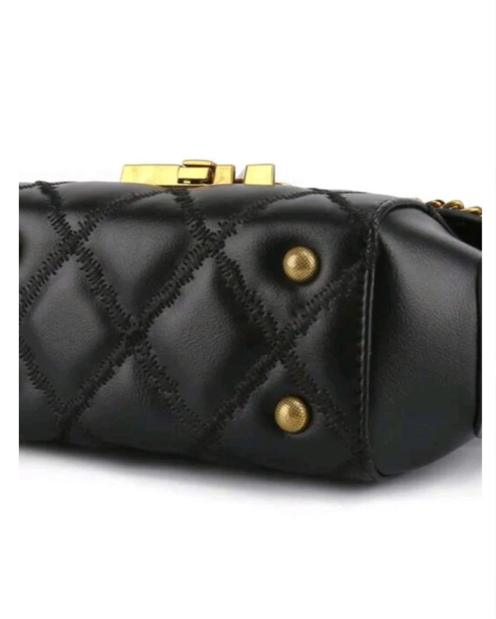 Louie Samani Leather Ladies Shoulder Bag. Black with gold trim. Brand New.