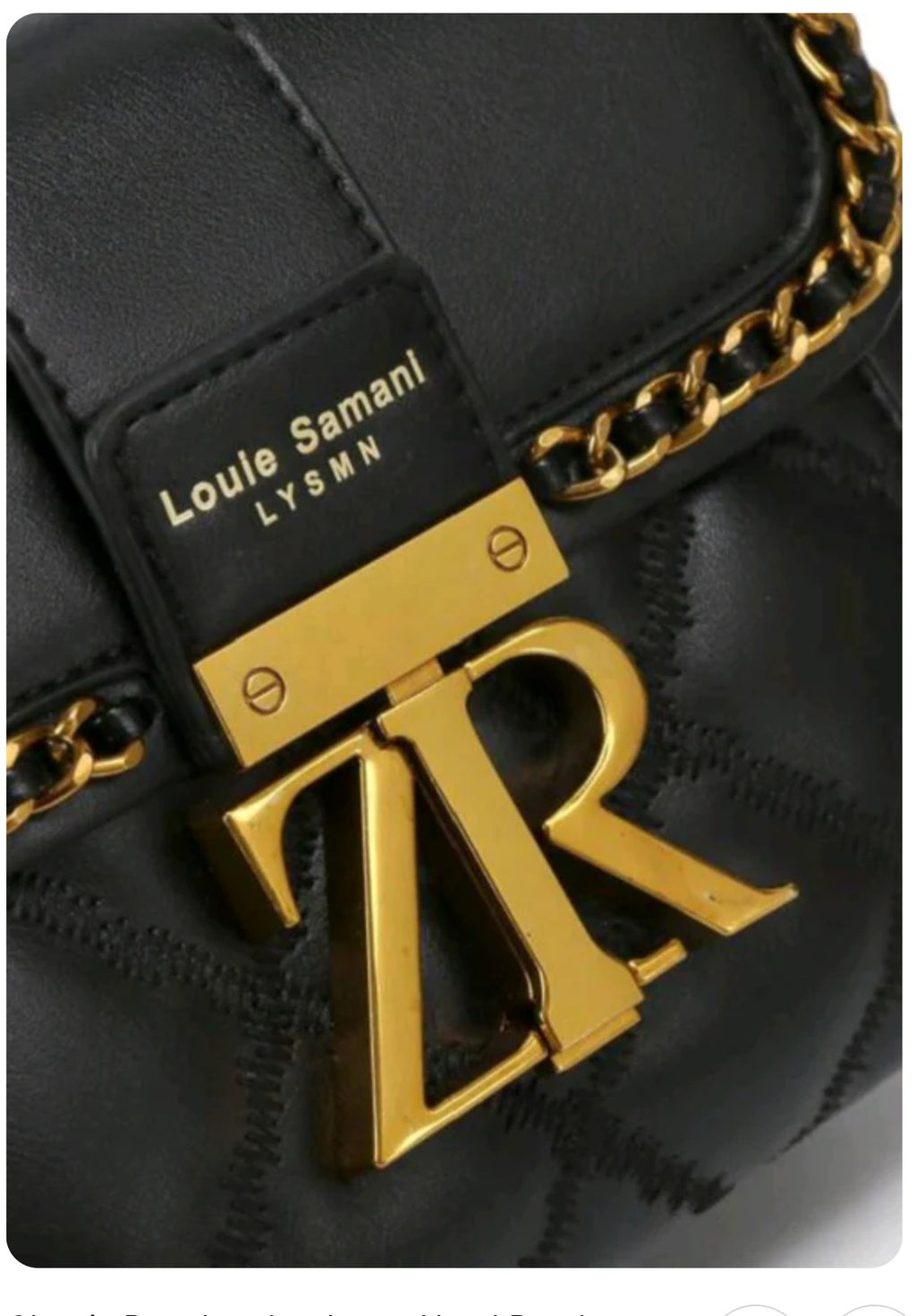 Louie Samani Leather Ladies Shoulder Bag. Black with gold trim. Brand New.